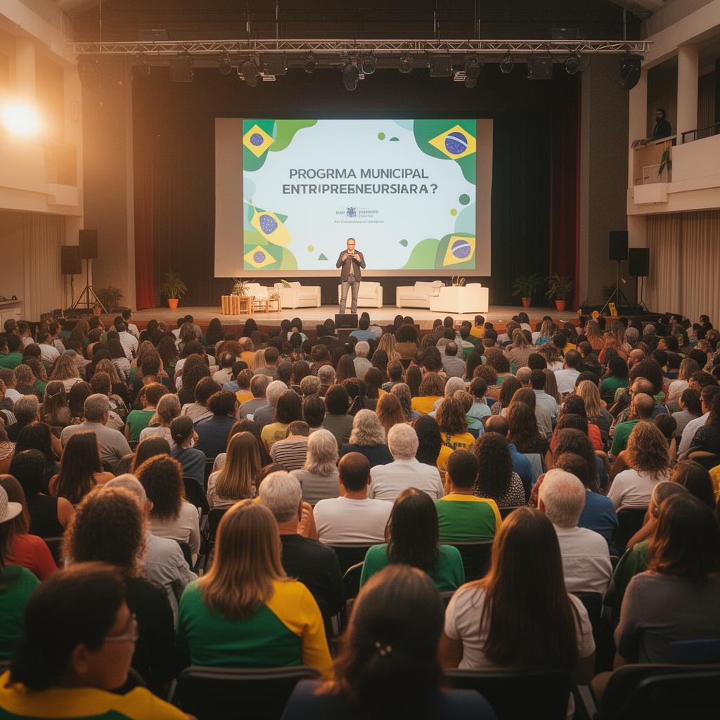 Packed auditorium at a public entrepreneurship program