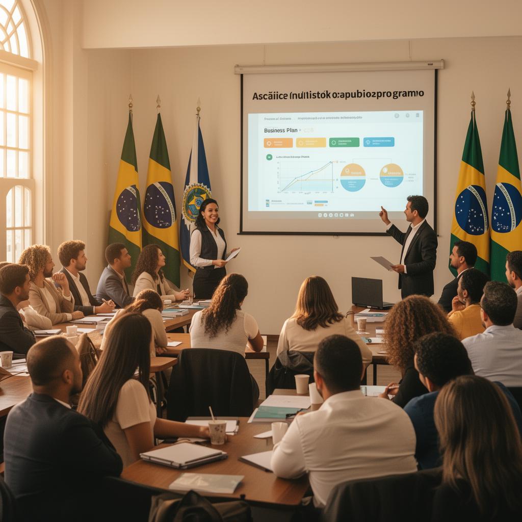 Public entrepreneurship program: workshop with participants in an institutional room