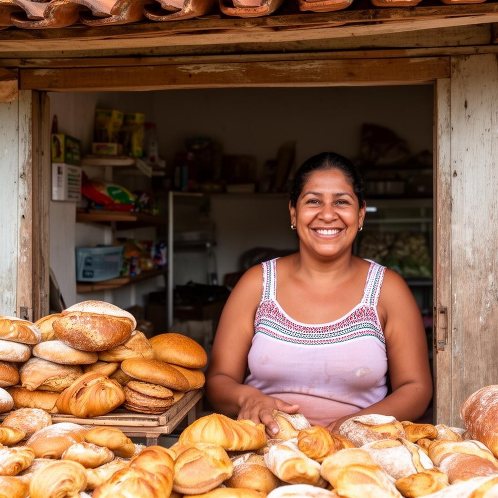 Local entrepreneur smiling in front of her business
